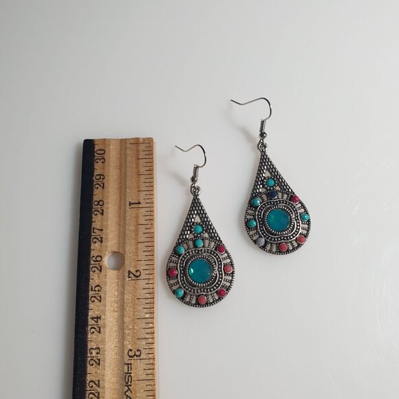 Bohemian Teardrop Dangle Women Earrings Colorful Acrylic Beach Core Fashion - Picture 3 of 7